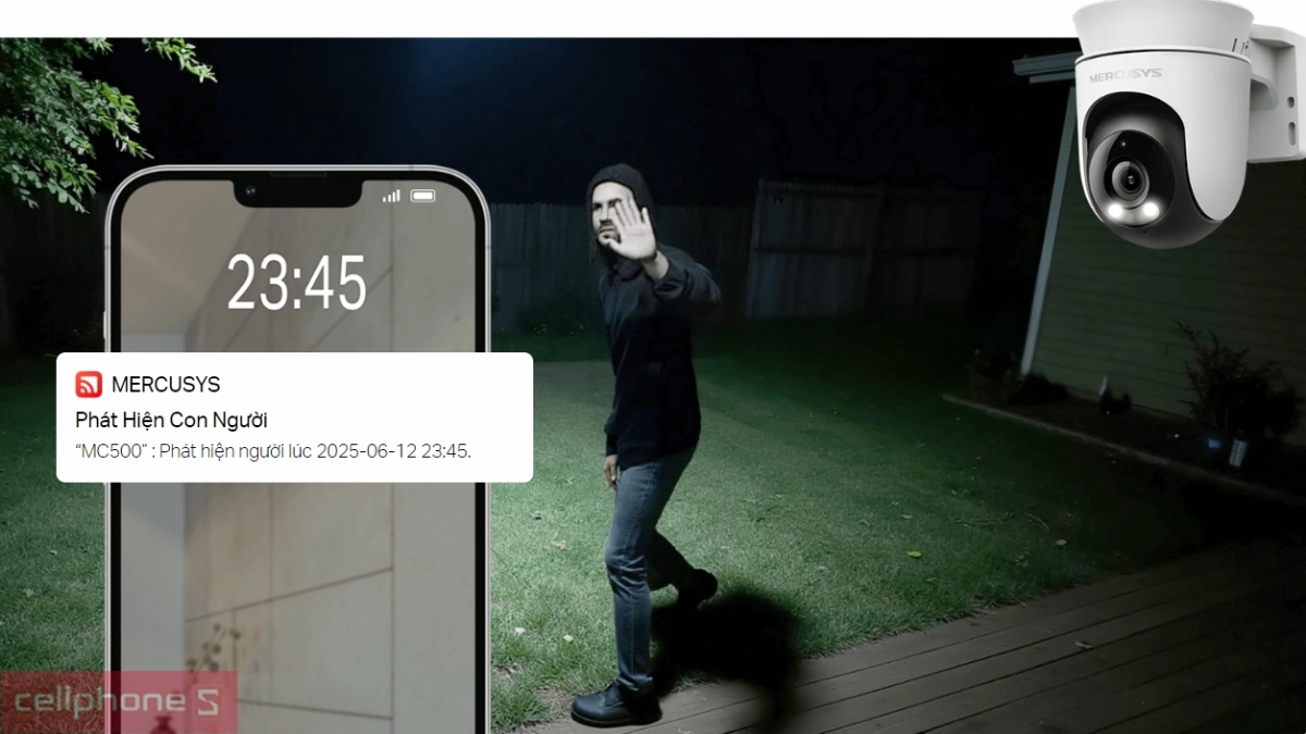 Camera IP wifi không dây ngoài trời Mercusys MC500 2MP tích hợp công nghệ phát hiện AI 