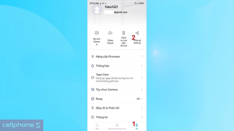 chia sẻ quyền truy cập camera IP Wifi TP-Link TC40 với các thành viên khác