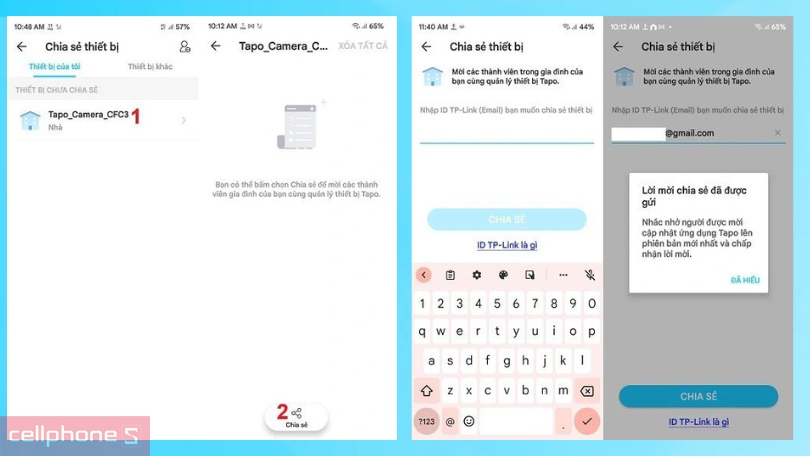chia sẻ quyền truy cập camera IP Wifi TP-Link TC40 với các thành viên khác