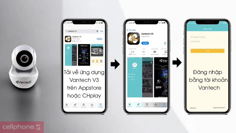 Hướng dẫn kết nối camera AI Vantech V2010 với điện thoại