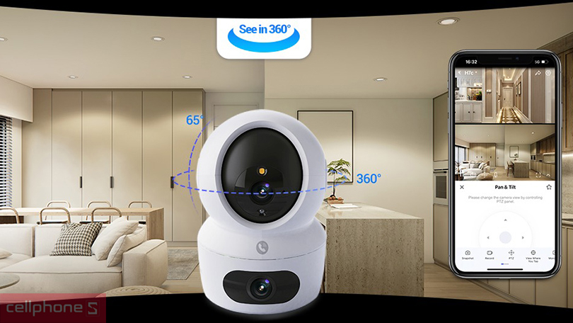 Góc quay camera Ezviz H7c 8MP IP Wifi 2 ống kính lên đến 360 độ