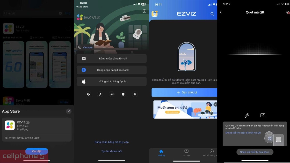 Hướng dẫn kết nối camera EZVIZ IP WiFi hồng ngoại C6N G1 5MP với app