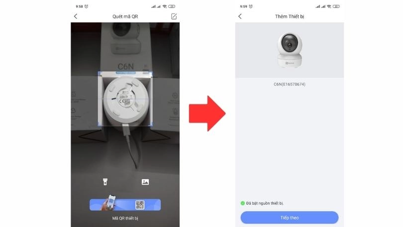 quét mã QR có trên camera Ezviz C6N quét mã QR có trên camera Ezviz C6N
