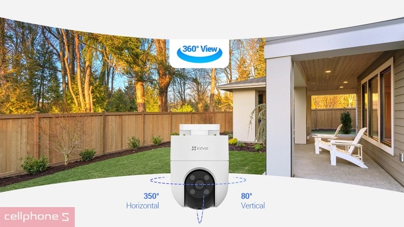camera Ezviz H8C 2K xem trực tiếp với chế độ zoom 8x, góc quay toàn cảnh 360 độ
