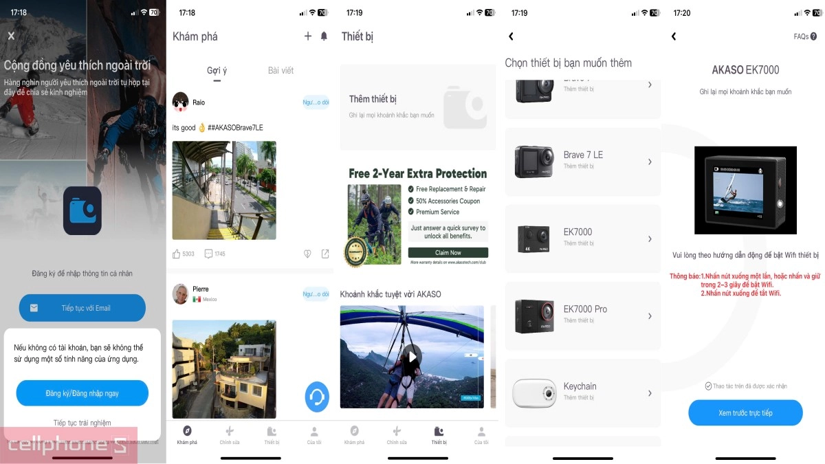 Hướng dẫn kết nối app với camera hành động Akaso EK7000