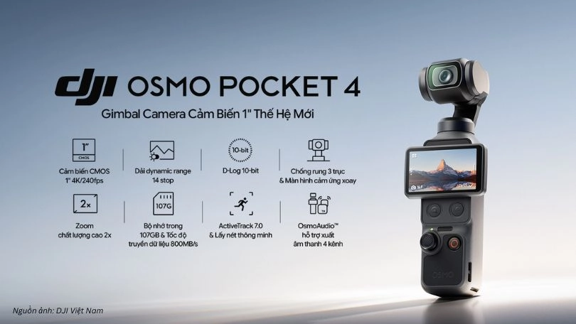 DJI Osmo Pocket 4 chính thức lộ diện ngày 16/04/2026 và đã được mở bán tại CellphoneS từ ngày 22/04/2026