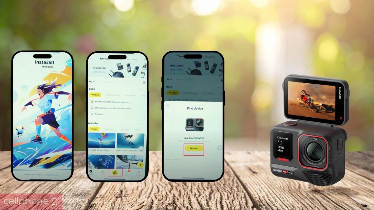 Hướng dẫn kết nối app Insta360 với camera hành trình Insta 360 Ace Pro 2 Flash Print Bundle chi tiết