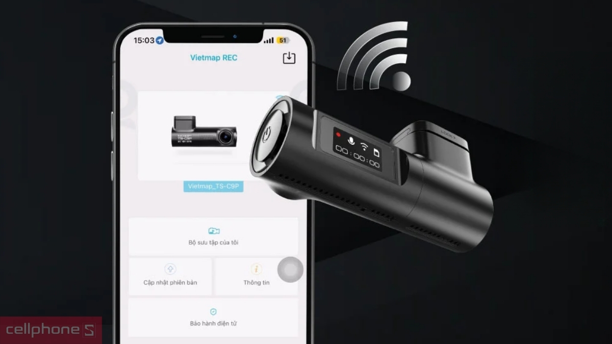 Ứng dụng Vietmap REC giúp kết nối camera với điện thoại