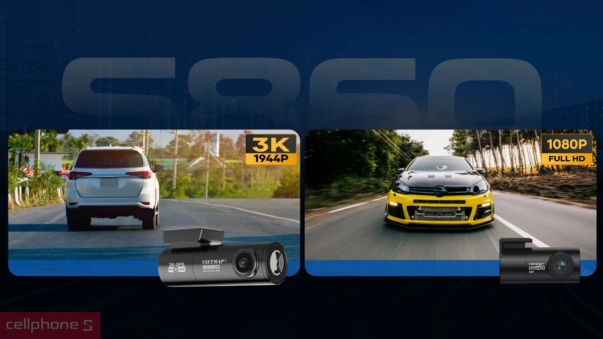 Chất lượng ghi hình sắc nét của camera hành trình Vietmap S860