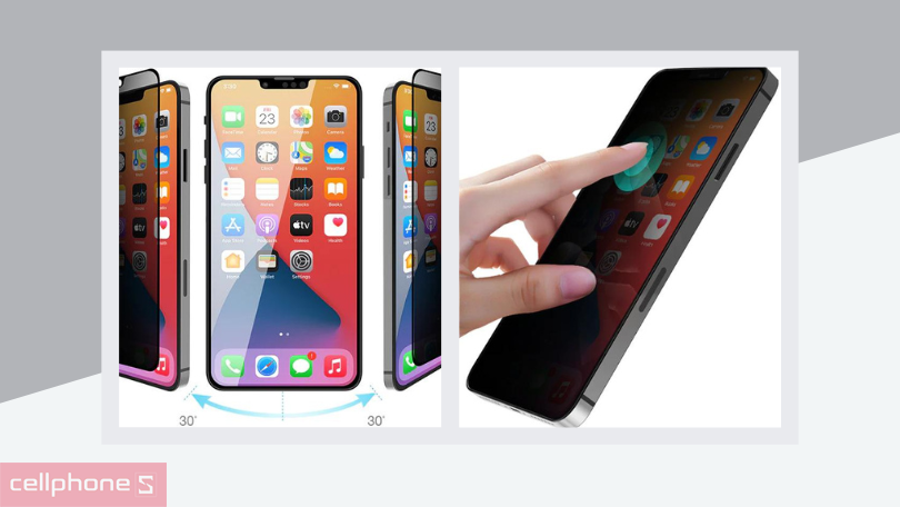Kính cường lực iPhone 14/13/13 Pro JCPAL Privacy