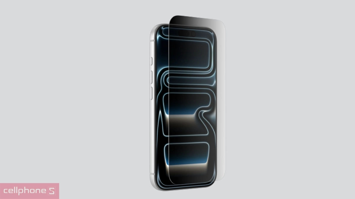 Tính năng dán kính cường lực màn hình iPhone 17 Pro Belkin chống nhìn trộm Full viền đen