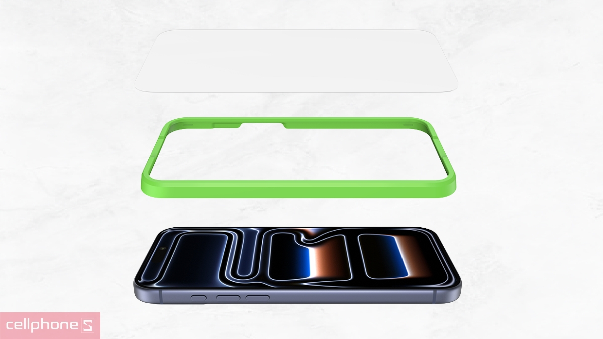 Thiết kế dán kính cường lực màn hình iPhone 17 Pro Max Belkin Full viền đen