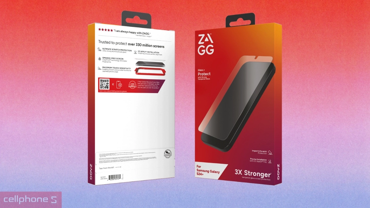 Dán kính cường lực màn hình Samsung Galaxy S24 Plus Zagg Plus Edge Full thao tác nhạy hiển thị rõ nét