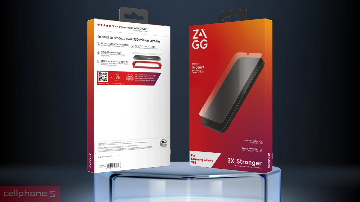 Kính cường lực Samsung Galaxy S24 Zagg Plus Edge Full bảo vệ mạnh mẽ gấp 3 lần