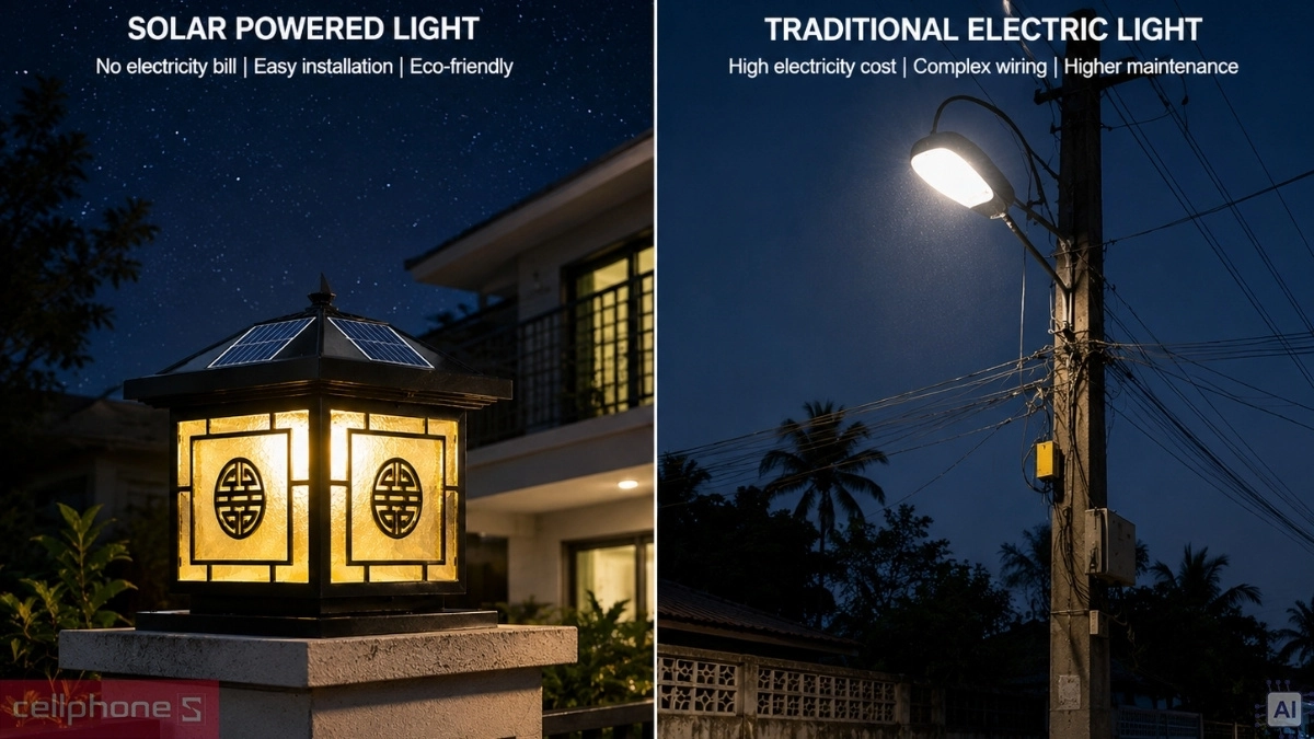 Không tốn tiền điện, khác biệt so với đèn thường