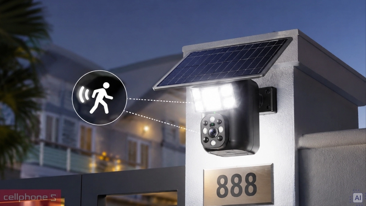 Đèn tích hợp camera, cảnh báo khi có chuyển động