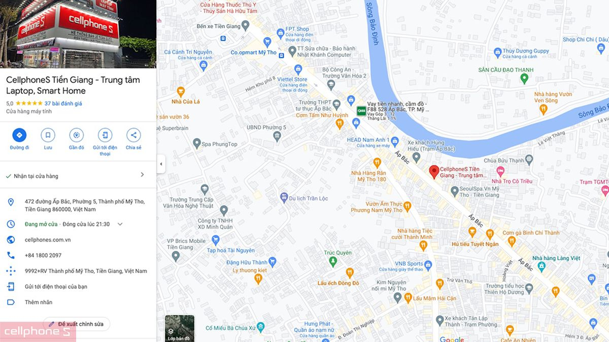 Danh sách cửa hàng điện thoại, laptop tại Tiền Giang của CellphoneS