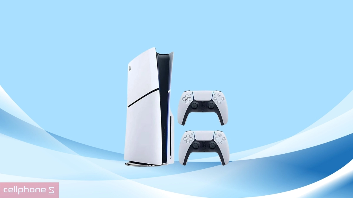 Thiết kế máy chơi game Sony PlayStation 5 Slim ASIA-00497 2 tay cầm
