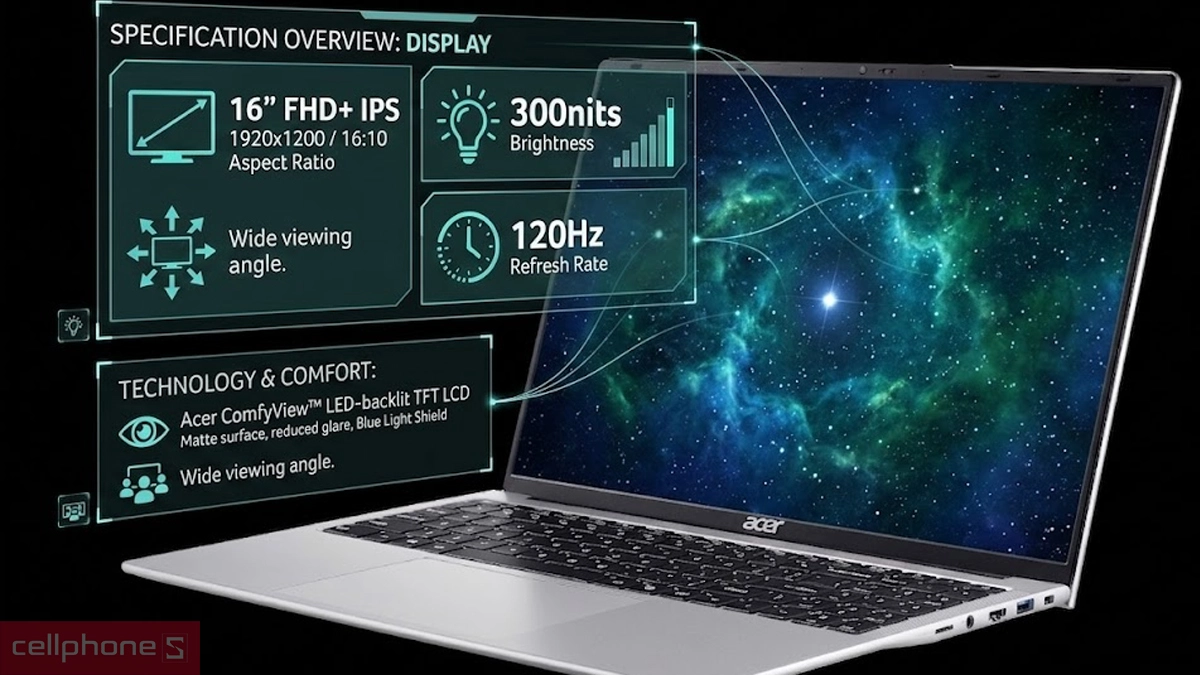 Màn hình laptop Acer Aspire Lite 16 AI AL16-71P-582Q