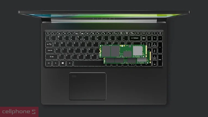 Bộ nhớ RAM và ổ cứng của laptop Acer Gaming Aspire 7 A715-59G-57TU