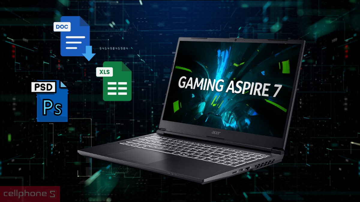 Khả năng lưu trữ trên Acer Gaming Aspire 7 A715-59G-55MD
