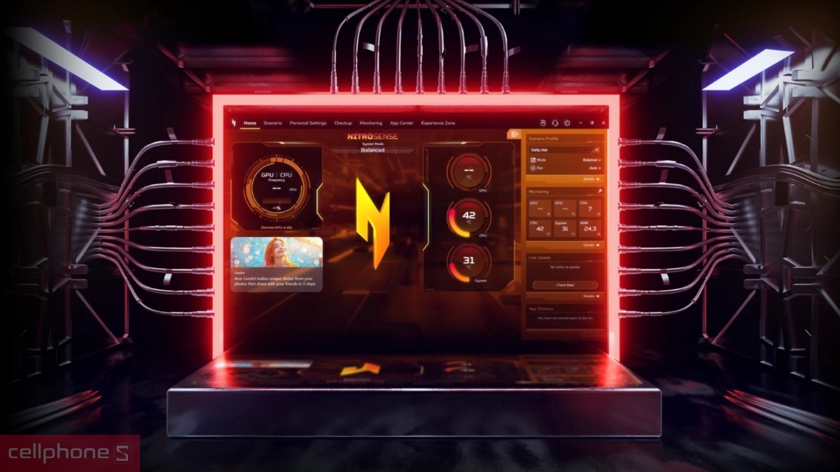 Các tính năng AI hiện đại của laptop Acer Gaming Nitro V 16 AI ProPanel ANV16S-61-R0B8