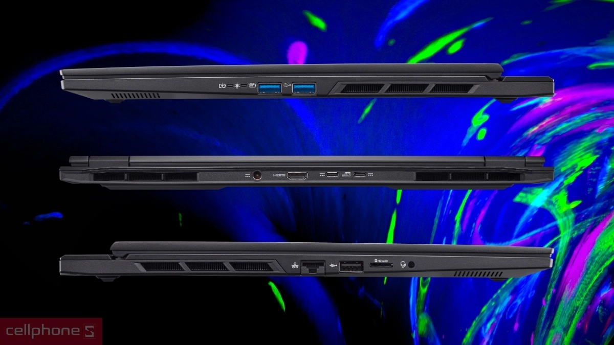 Dung lượng pin, cổng kết nối của laptop Acer Gaming Nitro V 16 AI ProPanel ANV16S-61-R0B8