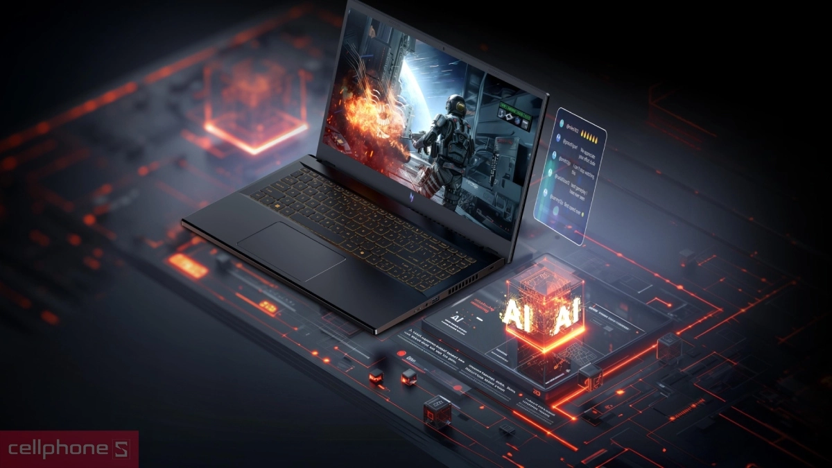 Hiệu năng xử lý mạnh mẽ của laptop Acer Gaming Nitro V 15 ProPanel ANV15-52-72BM