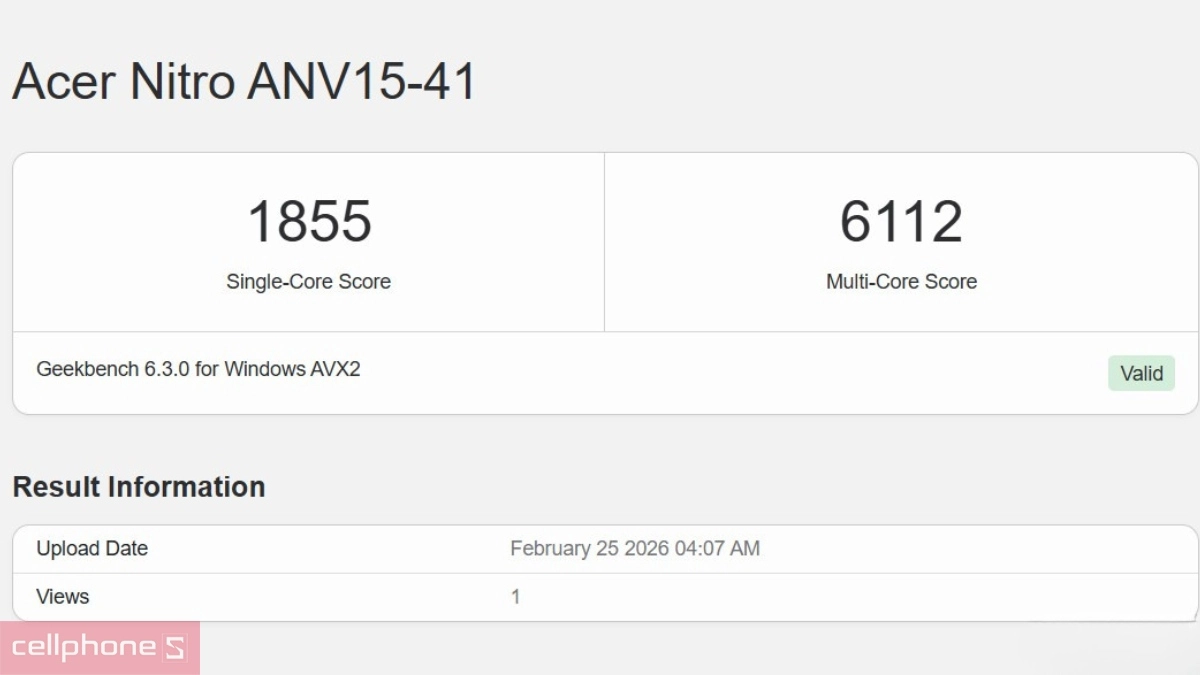 Cấu hình laptop Acer Nitro V 15 ANV15-41-R1JY