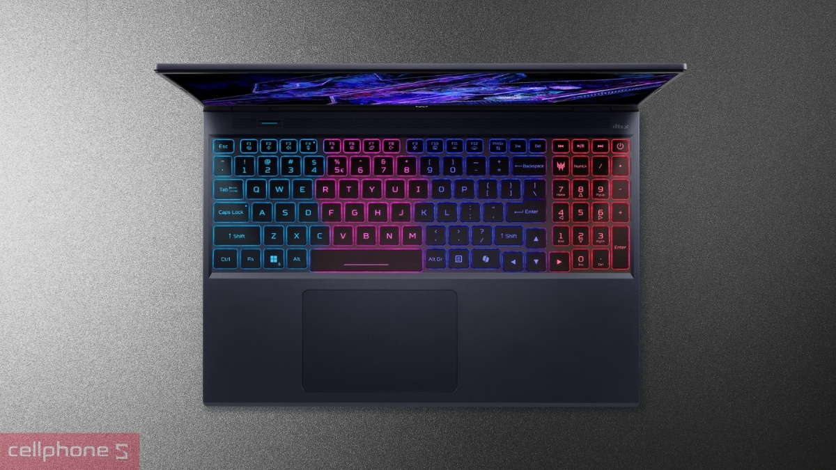 Acer Predator Helios Neo 16 trang bị bàn phím Full-size cùng cụm phím số Numpad