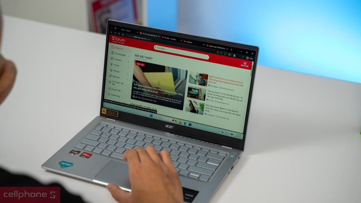 Laptop Acer sử dụng chip AMD Ryzen giúp tối ưu năng lực đa nhiệm