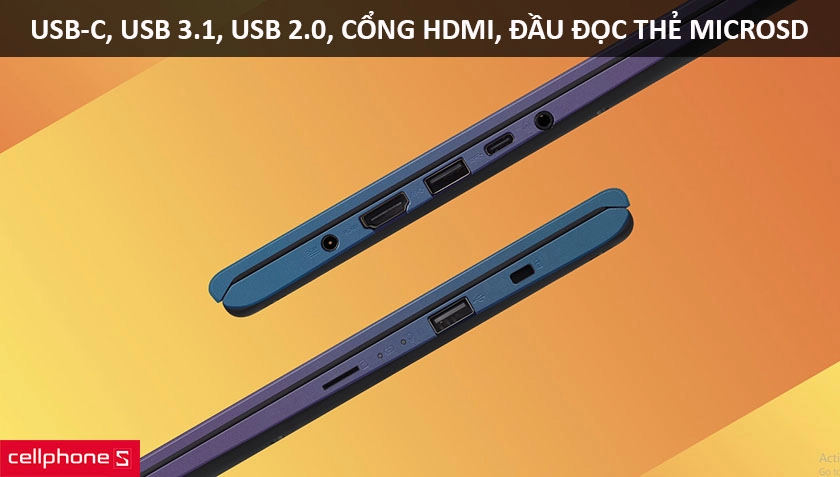 Asus Vivobook 15 A512FA-EJ571T được trang bị cổng USB Type-C cho phép kết nối theo 2 chiều