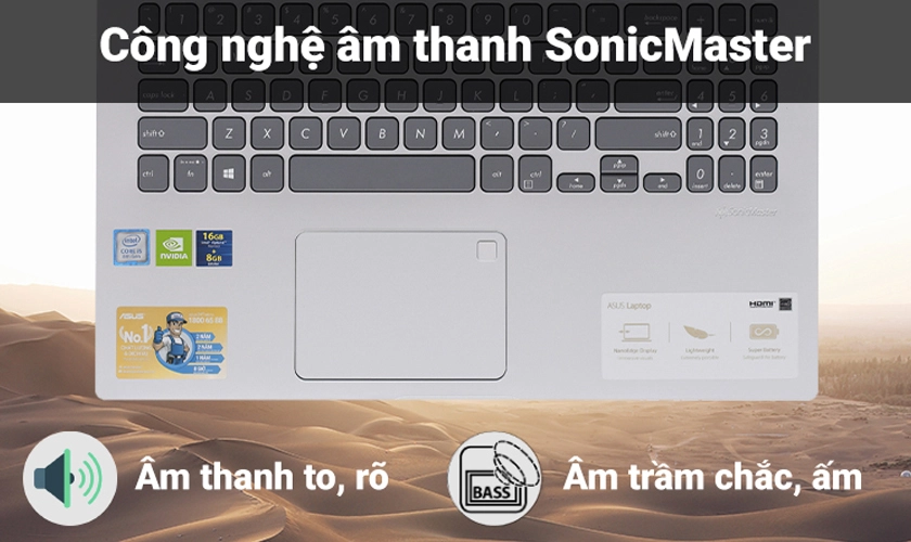 Pin 2 cell 32 Wh sử dụng 5 giờ, công nghệ SonicMaster cho âm thanh sống động