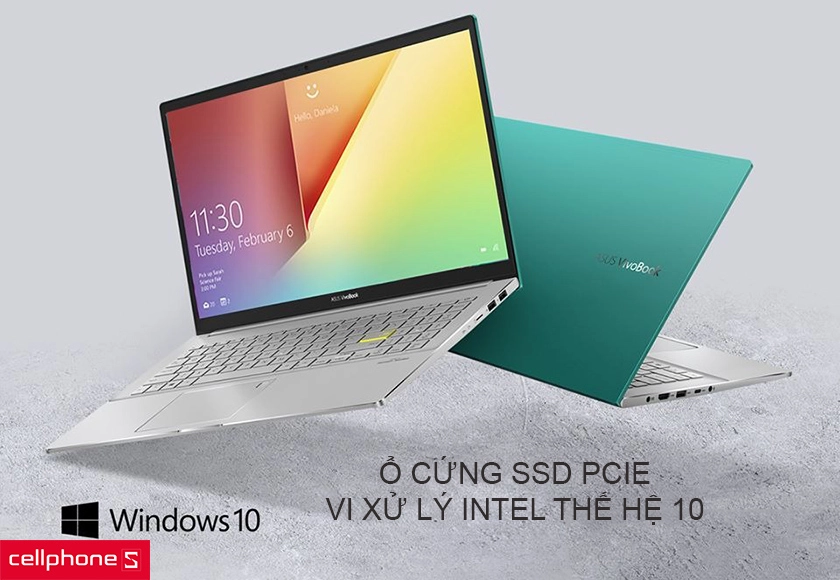 Hữu hiệu năng xử lý ấn tượng với vi xử lý Intel thế hệ 10, ổ cứng SSD PCIE