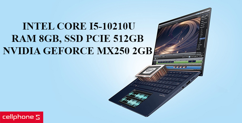Hiệu năng mạnh với chip Intel Core i5-10210U, RAM 8GB