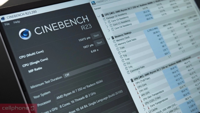 Bộ nhớ RAM và ổ cứng của laptop Asus Vivobook 16 M1607KA-MB091WS Ryzen AI 7