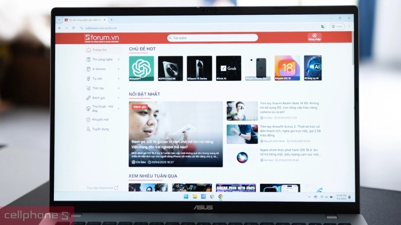 Màn hình hiển thị và tần số quét của laptop Asus Vivobook 16 M1607KA-MB091WS Ryzen AI 7