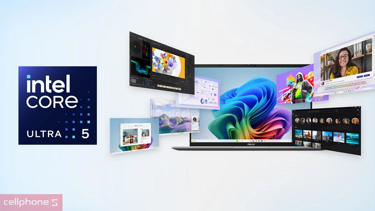 Laptop ASUS VivoBook 16 X1607CA-MB980W sử dụng Intel Core Ultra 5 225H