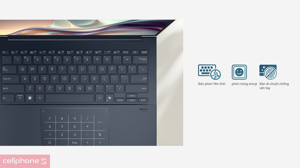 Asus Zenbook 14 sở hữu bàn phím Chiclet đèn nền và phím Copilot tiện lợi