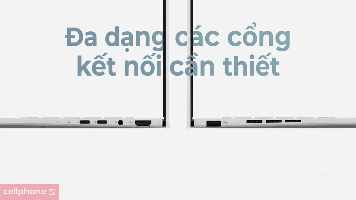 Asus Zenbook 14 có Thunderbolt 4, USB-A, HDMI và jack âm thanh