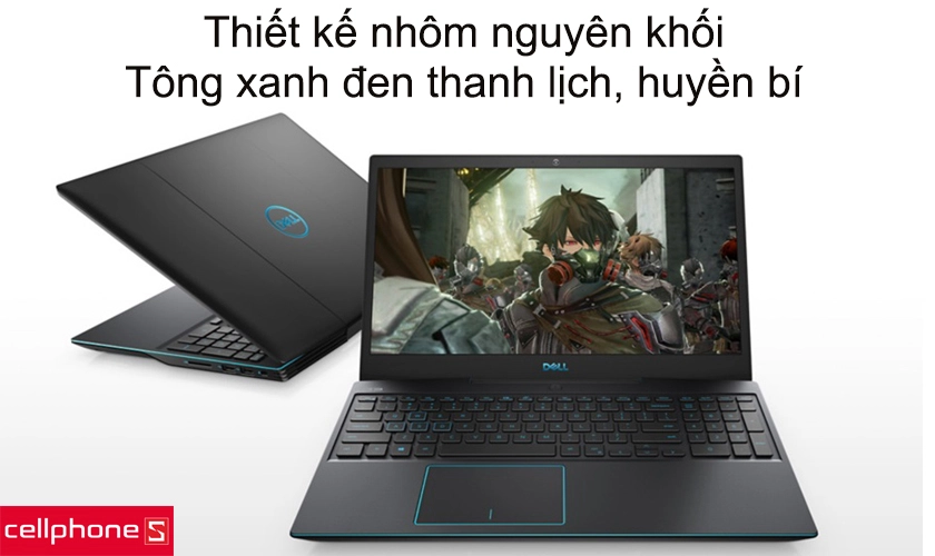 Thiết kế nhôm nguyên khối, tông màu xanh đen thanh lịch, huyền bí