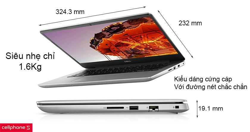 siêu mỏng chỉ 19.1mm, trọng lượng nhẹ chỉ 1.6kg