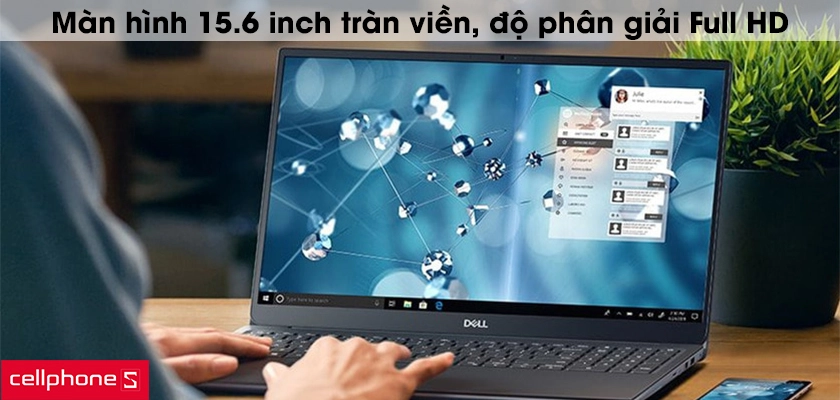 Màn hình 15.6 inch tràn viền, độ phân giải Full HD