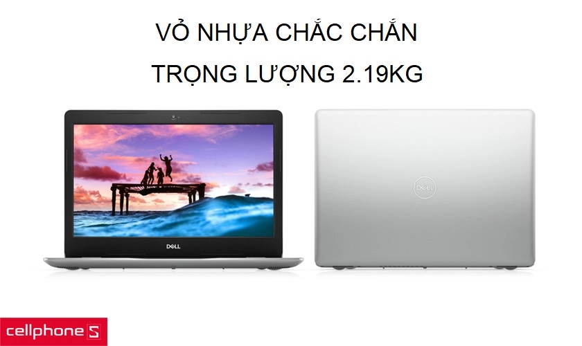 Thiết kế vỏ nhôm màu xám, các góc cạnh được bo tròn, nặng 2,19kg