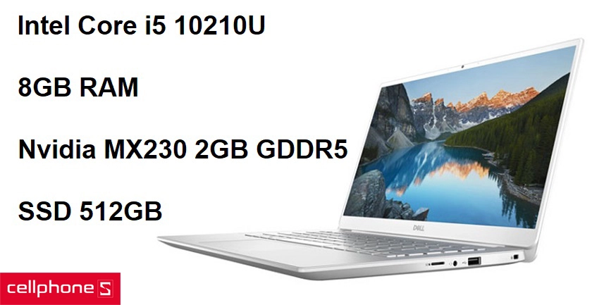 Dell Insprion 5490 FMKJV1 mạnh mẽ nhờ con chip core i5 thế hệ 10 và ổ cứng SSD 512GB