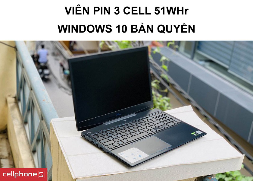 Viên pin 3 Cell 51WHr thời lượng sử dụng lâu dài cùng Windows 10 Home bản quyền