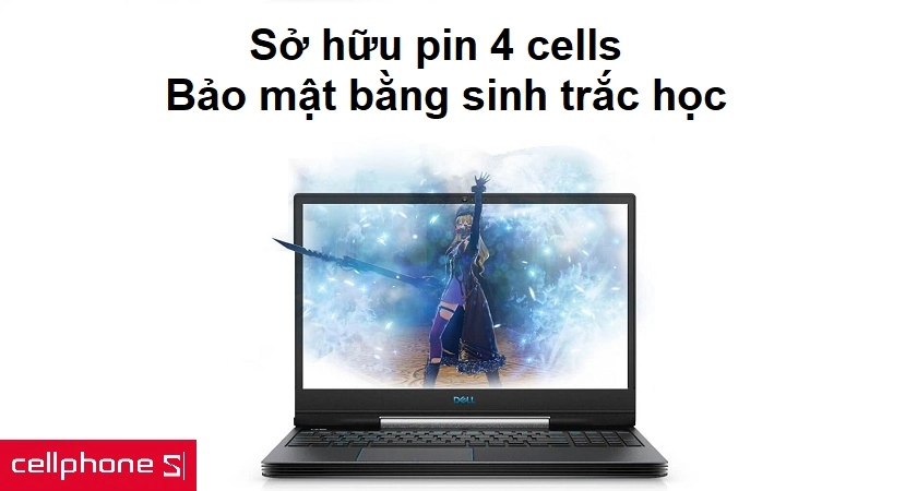 Pin 4 cells dung lượng lớn, tính năng bảo mật bằng vân tay hiện đại