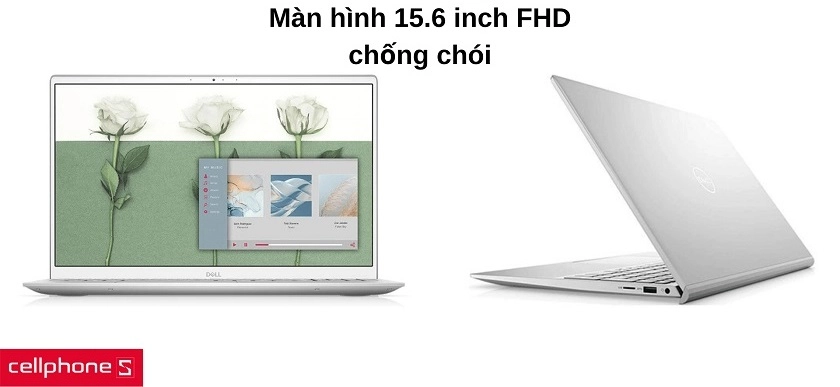 Thiết kế mỏng nhẹ, tinh tế với màu bạc sang trọng & màn hình 15.6 inch FHD