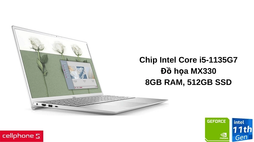 Hiệu năng xử lý tốt công việc với Core i5-1135G7, 8GB RAM và 512GB SSD
