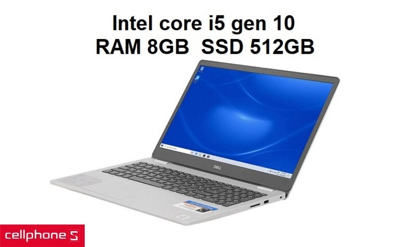 Vi xử lí Intel core i5 thế hệ 10 và RAM 8GB cùng SSD 512GB